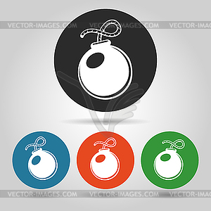 Flat bomb icons set - vector image