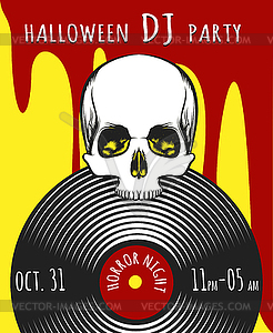 Halloween DJ Party Poster - vector image