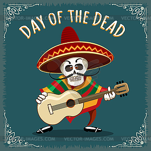 Day of Dead Mexican Musician - vector image