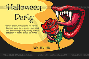 Halloween Party Vampire Плакат - графика в векторном формате