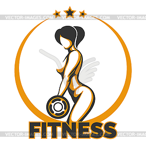 Training Girl Fitness Emblem - vector clipart