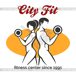 City Fitness Center or Gym Emblem - vector clipart