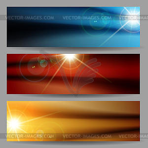 Abstract Flare Bright Shiny Banner Set - color vector clipart