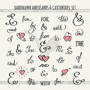 Ampersands and Catchwords Set - vector image