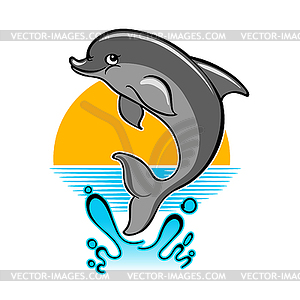 Jumping Dolphin cartoon - vector image