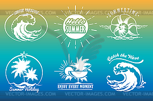 Summer Typography Emblem Set - vector image