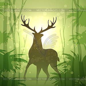 Deer in Forest - vector EPS clipart