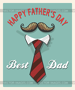 Happy Fathers Day Retro Poster - vector image