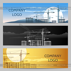Construction Company with Building Area Banner set - vector image