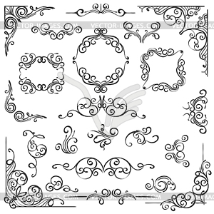 Ornate swirl frames headers and scroll elements - vector clip art