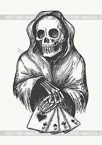 Death with Playing Cards - vector image