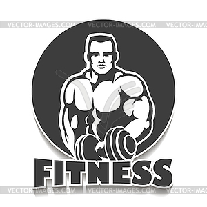 Gym Emblem with Bodybuilder - vector clipart