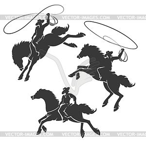 Rodeo Cowboy Emblem Set - vector image