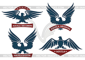 Eagle and Ribbon Emblem Set - vector image