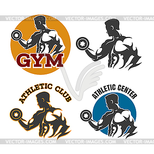 Gym or fitness emblem set - vector clip art