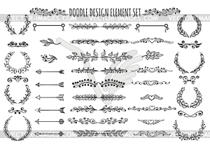 Набор элементов дизайна Doodle - клипарт в векторе / векторное изображение