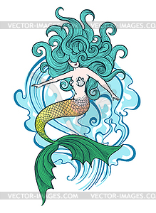 Swimming Mermaid - vector clipart