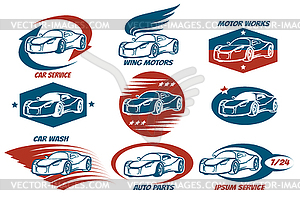 Комплект эмблемы автосервиса - стоковый клипарт