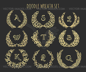 Doodle Wreath Set - vector image