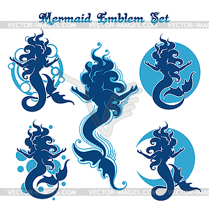 Mermaid Emblem Set - vector clip art