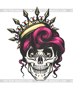 Female Skull in Crown - vector clipart