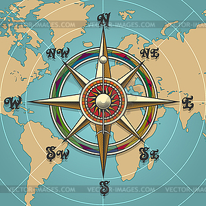 Wind rose compass retro - vector clipart