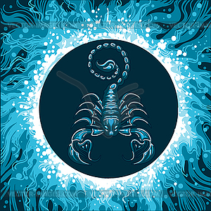 Zodiac Sign of Scorpio in Water Circle - vector EPS clipart