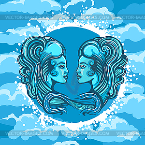 Zodiac Sign of Gemini in Air Circle - vector clipart