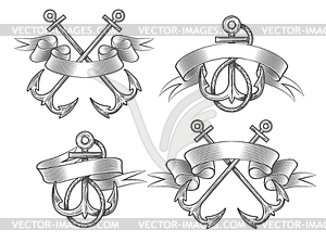 Anchor with ribbon set - vector clip art