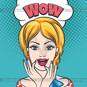 Surprised Girl with Wow bubble - vector image