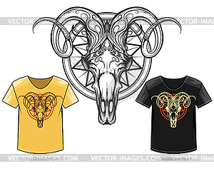 Ram Skull Print Design - vector clipart