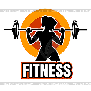 Training Girl Silhouette Fitness Emblem - vector clipart