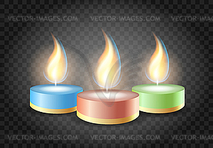 Romantic candles flame on transparent background - vector clipart