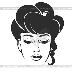 Beautiful Woman Face Emblem - vector image