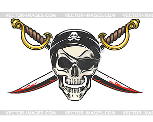 Pirate Skull with crossed sabres - vector clipart