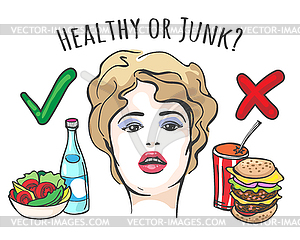 Healthy and Junk Food Concept - vector clipart