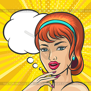 Beautiful Woman in Pop Art Style - color vector clipart