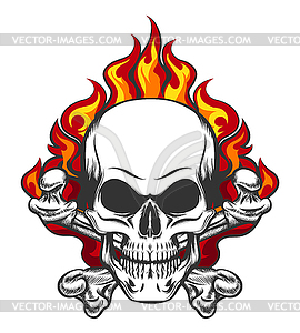 Skull in Flame - vector image
