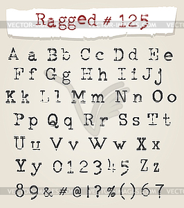 Ragged Typewriter Font - vector clip art