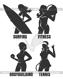 Sport Women Silhouettes Set - vector clipart