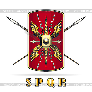 Roman Empire Shield and Crossed Spears - vector EPS clipart