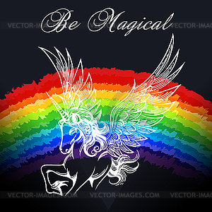 Unicorn Colorful Emblem - vector clip art