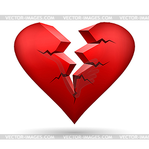 Red Broken Heart - vector clip art