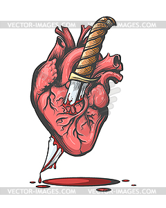 Heart Pierced by Knife - vector clipart / vector image