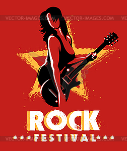 Rock Festival Retro Poster Template - vector image