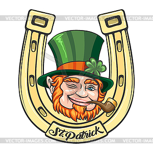 Saint Patrick Cartoon Emblem - vector clip art