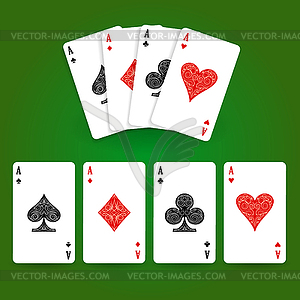 Four aces playing cards - vector clip art