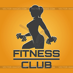 Fitness Emblem on Yellow Background - vector clipart