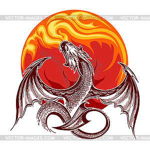 Fire-breathing Dragon Emblem - royalty-free vector image