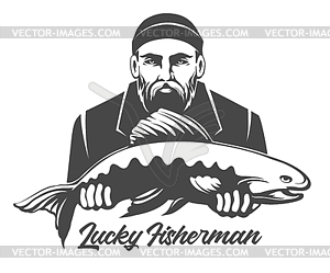 Lucky Fisherman Emblem - vector image